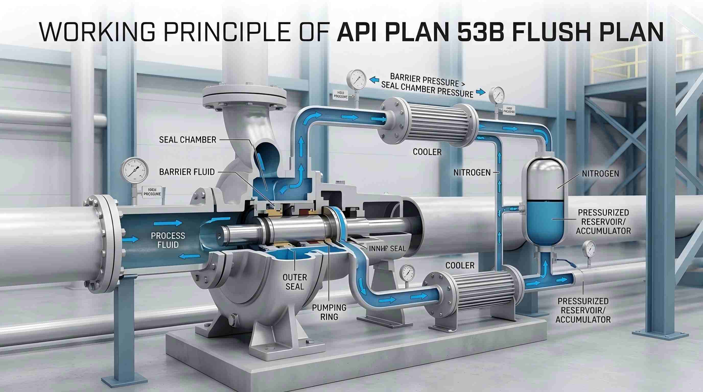 API PLAN 53B Flush жоспарының жұмыс принципі