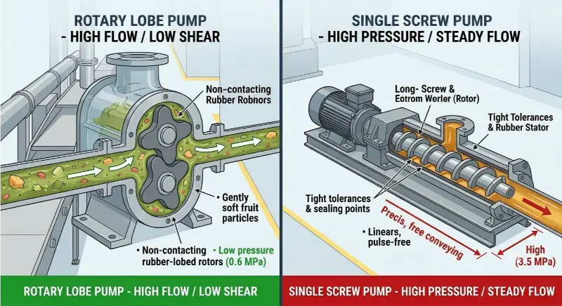 Rotary lobe and screw pumps